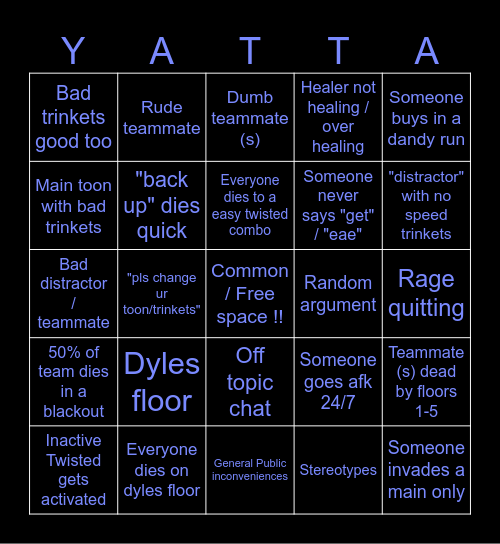 DANDY'S WORLD Bingo Card