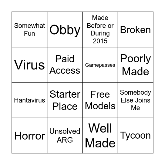 Q124!@%!@%^! Bingo Card