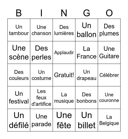 Les Festivals Francophones Bingo Card