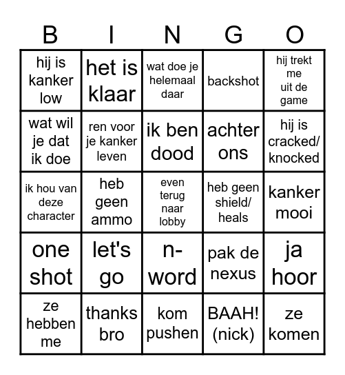 APEX BINGO Card