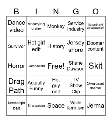 TikTok Bingo Card