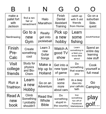 Summer 2026 Bingo Card