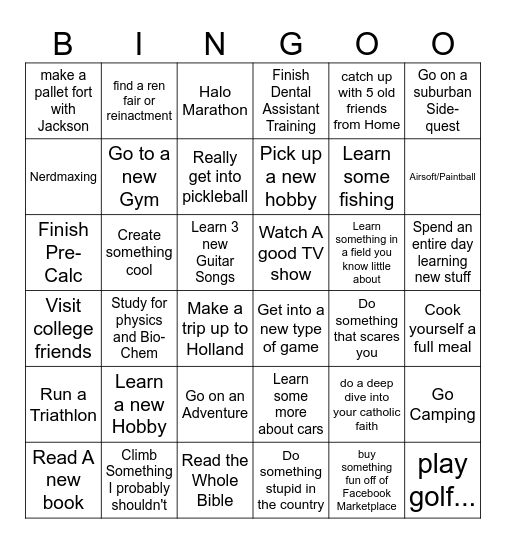 Summer 2026 Bingo Card