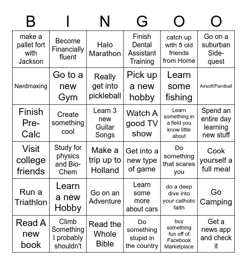 Summer 2026 Bingo Card