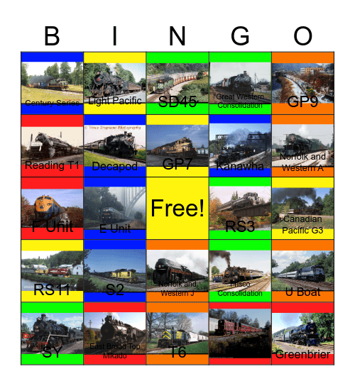 Northeastern Rails 1987-2002 Bingo Card