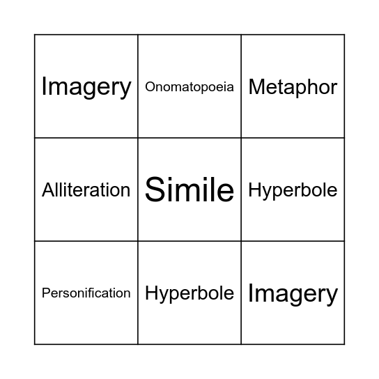 Language Feature Bingo Card