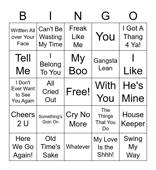 90's R&B: One Hit Wonders Bingo Card