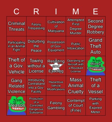 CRIME BINGO Card