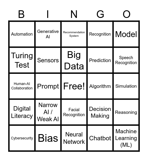 AI Bingo ! Bingo Card