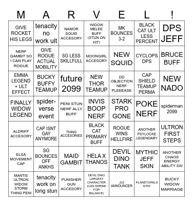 MARVEL RIVALS SEASON 8 PATCH NOTES Bingo Card