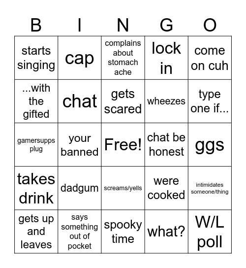 caseoh bingo Card