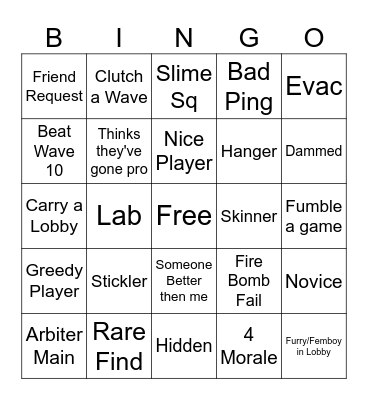 Decaying Winter Bingo Card