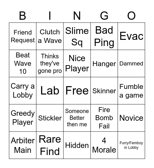 Decaying Winter Bingo Card
