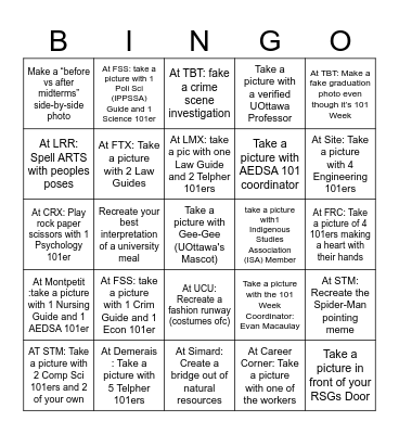 RSG War Bingo Card DEMO Bingo Card