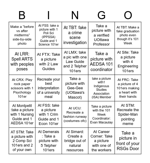 RSG War Bingo Card DEMO Bingo Card