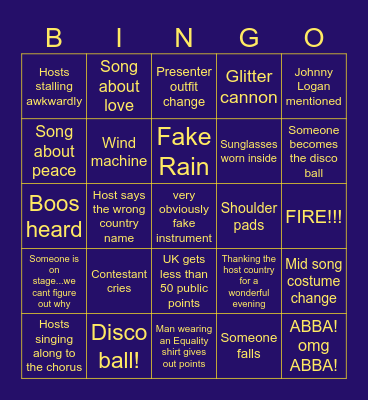 Eurovision 2026 BINGO Card
