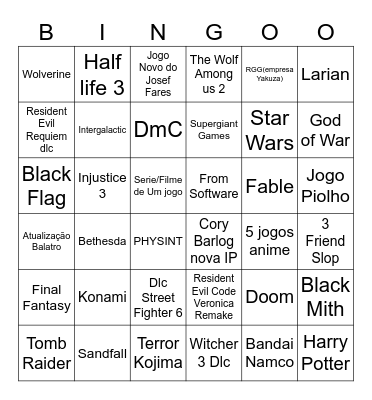 Bingo Summer Game Fest Bingo Card