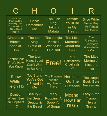 Disney! Bingo Card