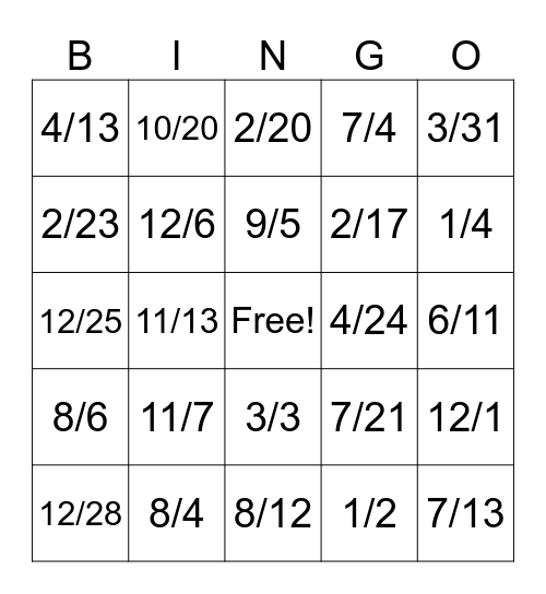 When is the School Festival? Bingo Card