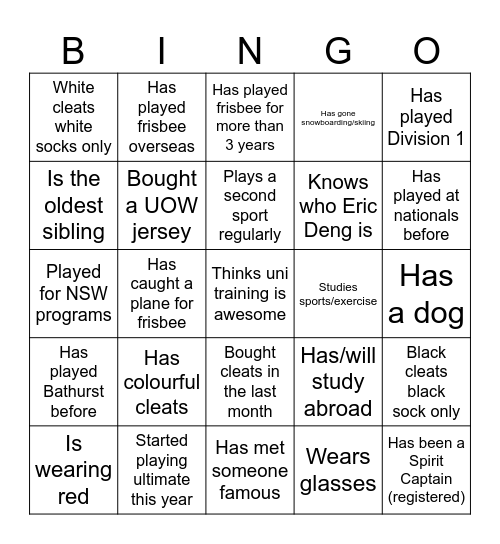 Fris Bingo Card