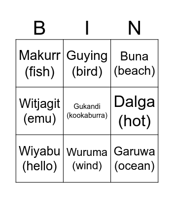 Lingo Bingo Card