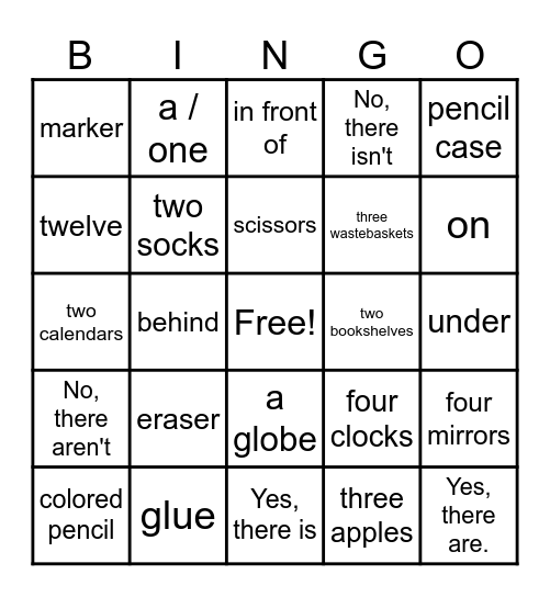 Boost Up 3: Unit 4: - Classroom Objects Bingo Card