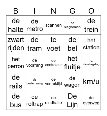 Zelfstandig op weg Bingo Card