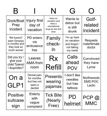 Memorial Day ED BINGO Card