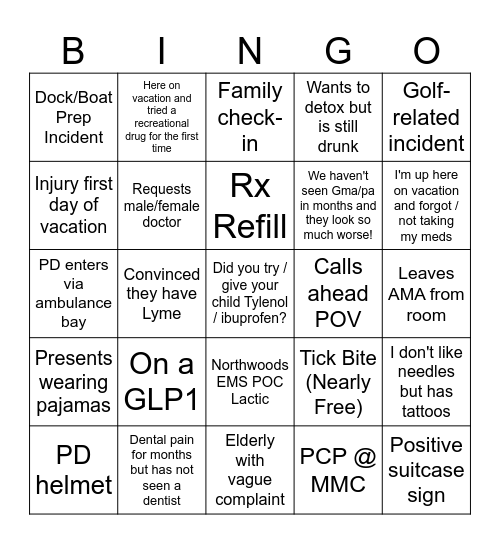 Memorial Day ED BINGO Card