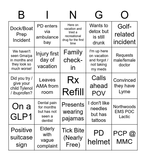 Memorial Day ED BINGO Card