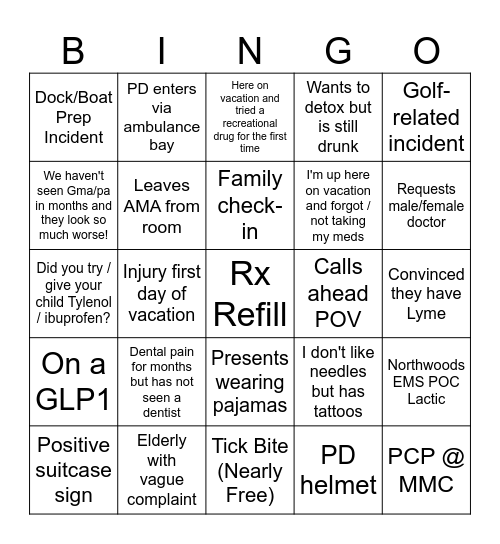 Memorial Day ED BINGO Card