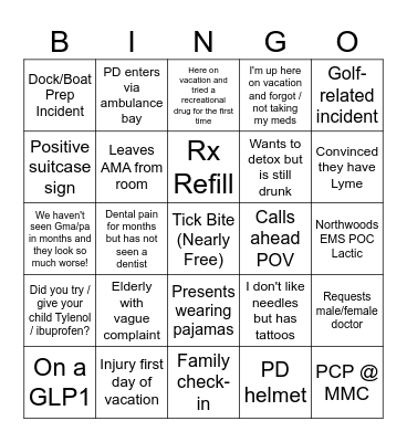 Memorial Day ED BINGO Card