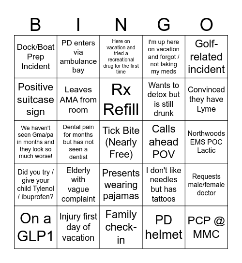 Memorial Day ED BINGO Card