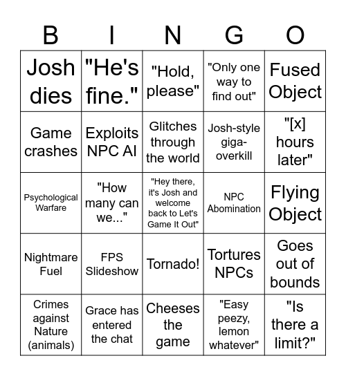 Let´s game it out Bingo Card