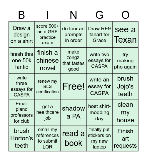 Anna bloop dee boop Bingo Card