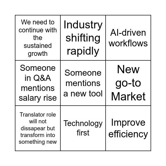 All hands bingo Card