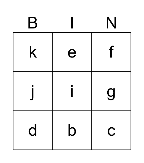 abc Bingo Card