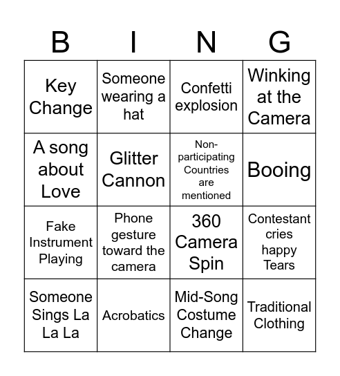 ESC 2026 BINGO Card