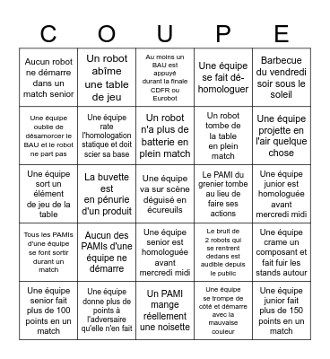 Coupe de Robotique Bingo Card