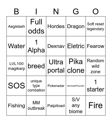 Shiny Bingo Card
