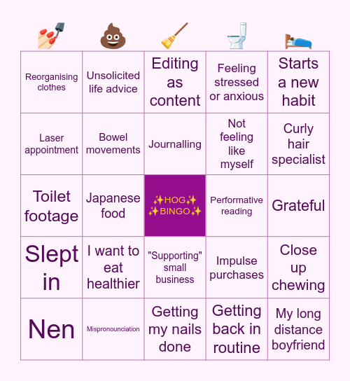 Hog Bingo Card