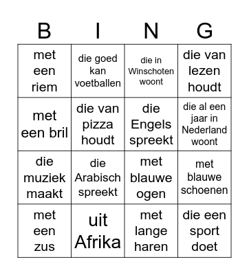 Zoek iemand.... Bingo Card