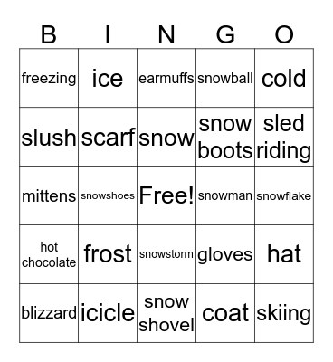 Words for Winter Bingo Card
