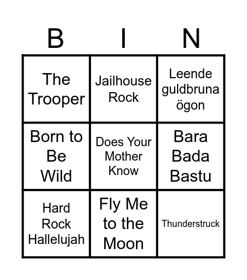 LiveMusicBingo Card
