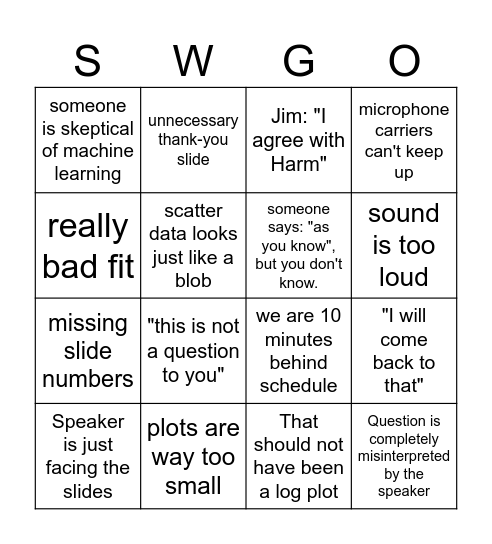 SWGO Bingo Card