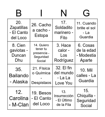 Santa Rita 2026 Bingo Card
