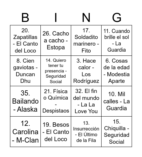 Santa Rita 2026 Bingo Card