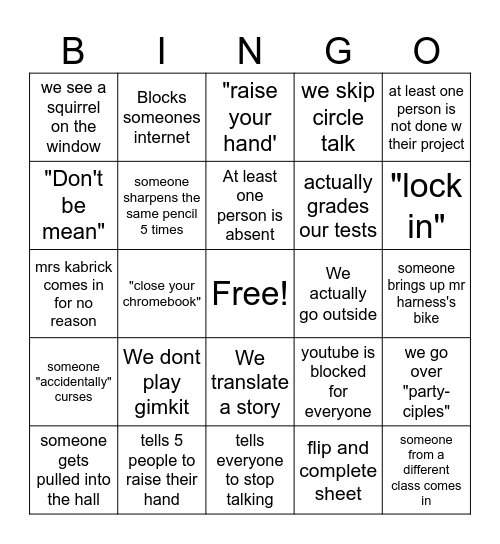 LATIN BINGO Card