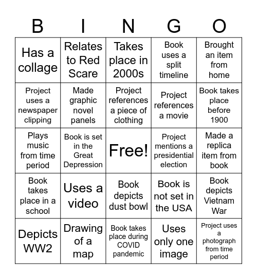 Decades Bingo Card