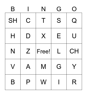 Letter Sounds Bingo Card